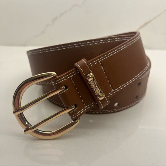 True Religion Brown Belt with Gold Buckle - Picture 1 of 7